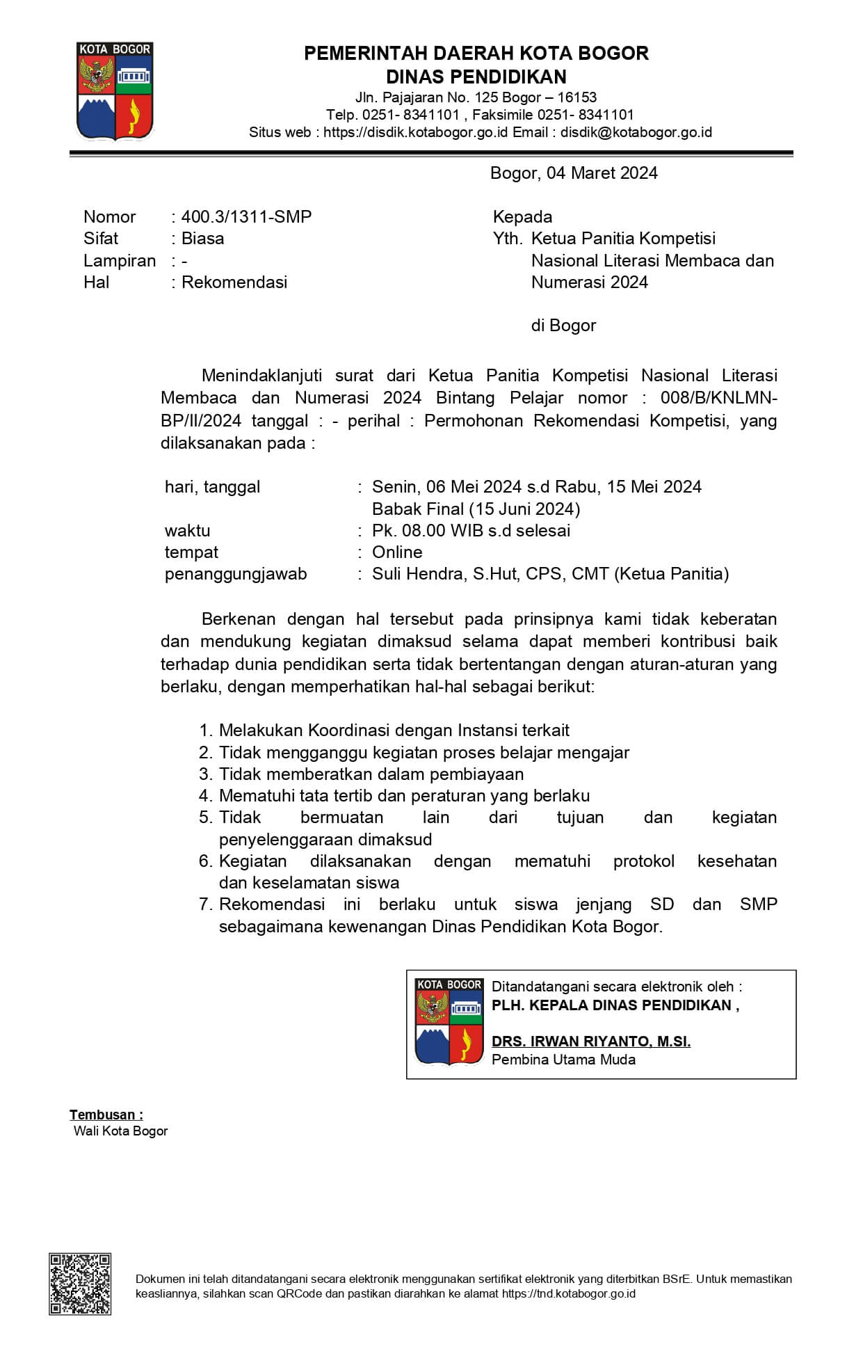 DISDIK Kota Bogor- Rekomendasi KNLMN 2024