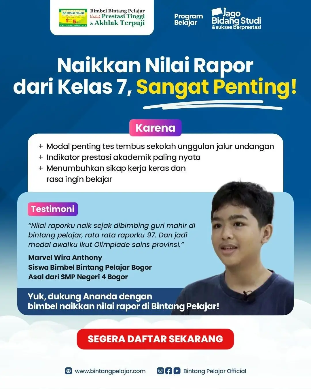 testimoni siswa bintang pelajar Marvel Antoni yang jad juara OSN 