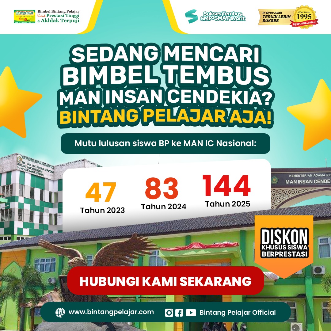 kelulusan siswa bimbel bintang pelajar lolos man ic