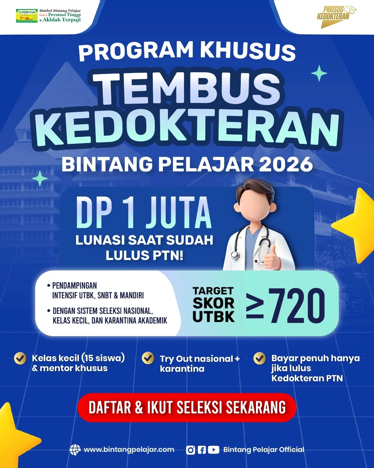 program tembus kedokteran untuk siswa kelas 12 lewat snbp, utbk snbt dan mandiri tahun 2026