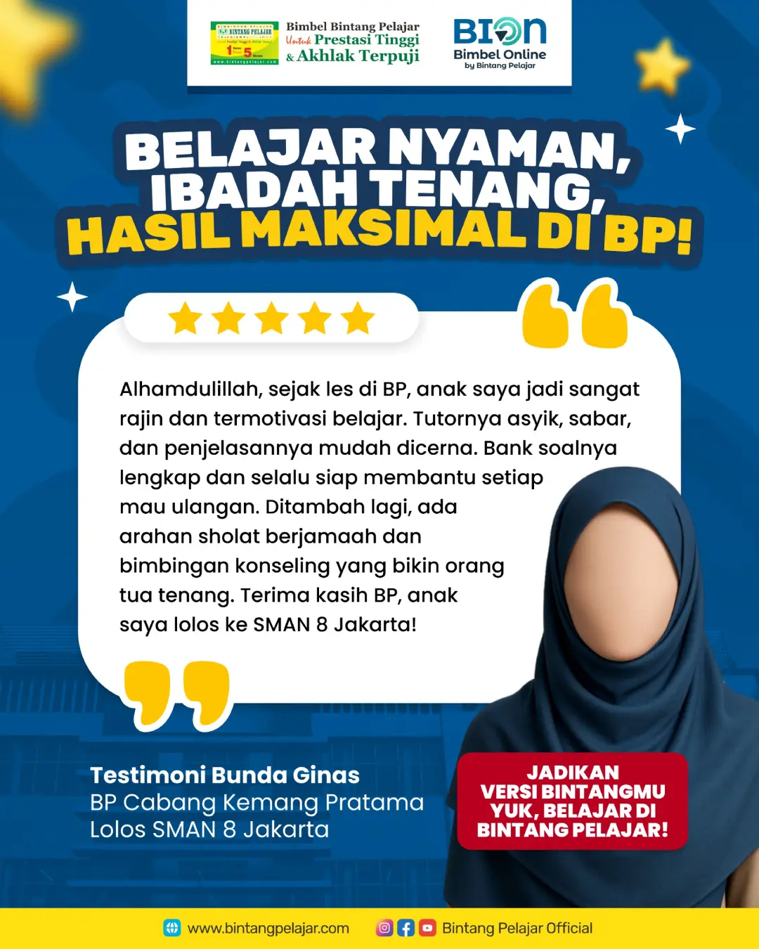 bimbel bintang pelajar kemang pratama bekasi siswa lolos ke sman 8 jakarta