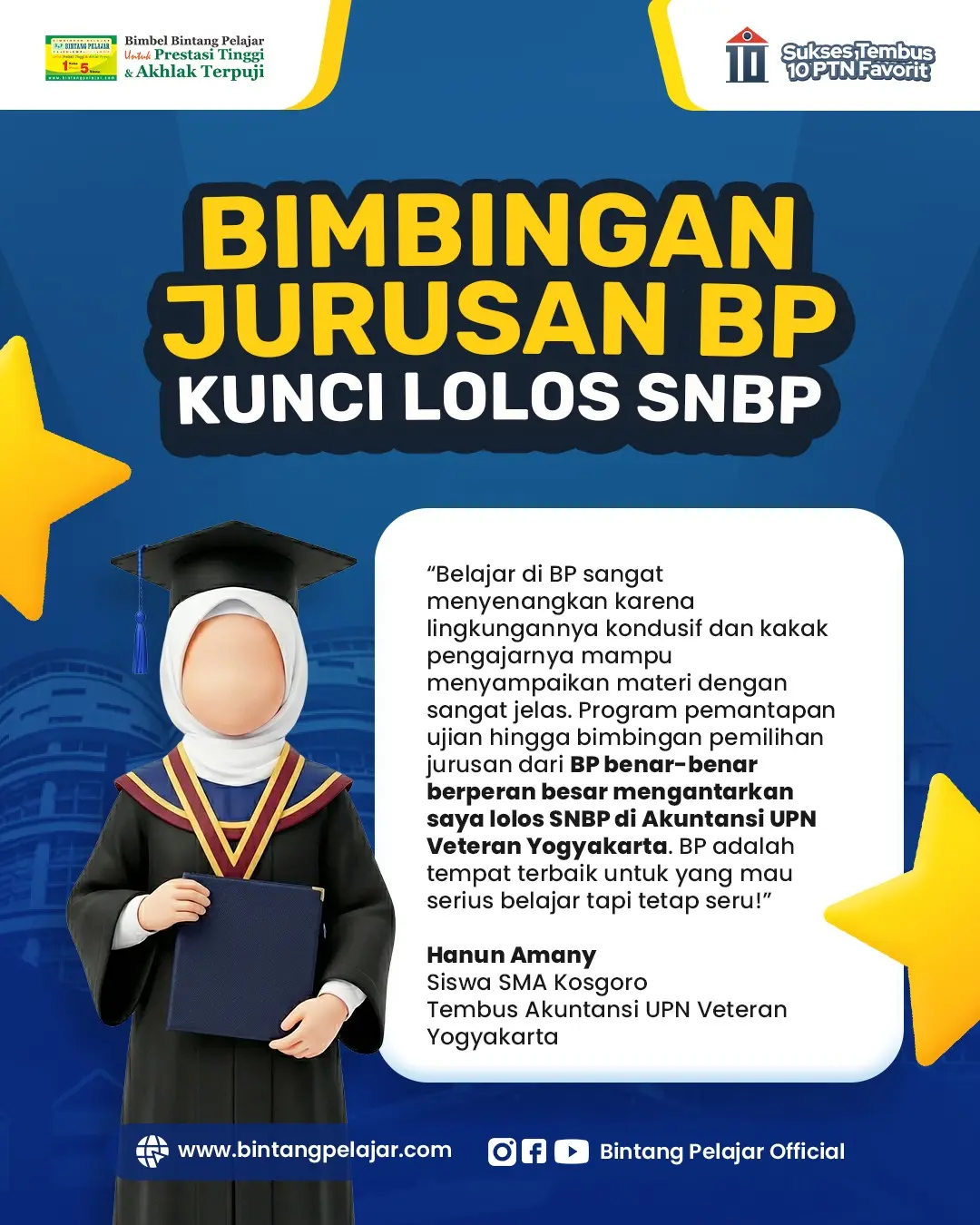 testimoni snbp melalui tes minat bakat dari bimbel bintang pelajar